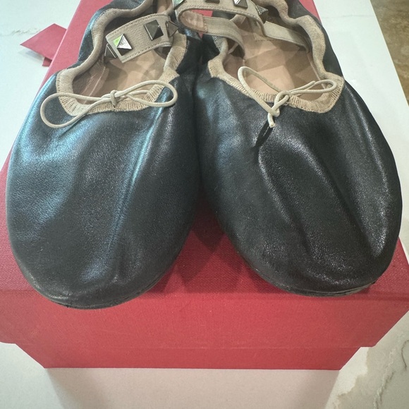 Valentino Black Rockstud Ballerina Flats - Picture 7 of 12